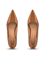 Textured Pointed Toe Sculpted Heel Slip-On Pumps