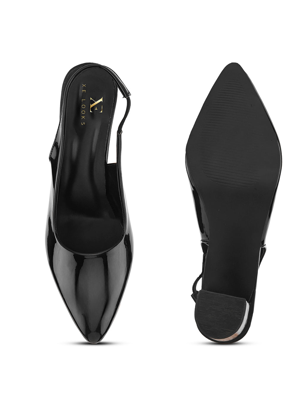 Elegant Patent Pointed-Toe Slingback Heels