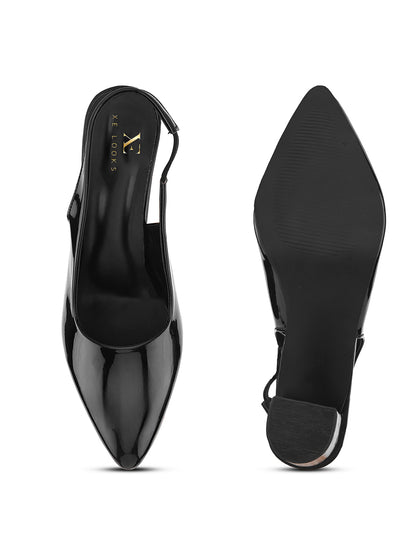 Women's Patent Pointed-Toe Slingback Heels