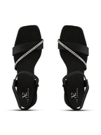 Rhinestone Strap Soft Cushioned Block Heel Sandals