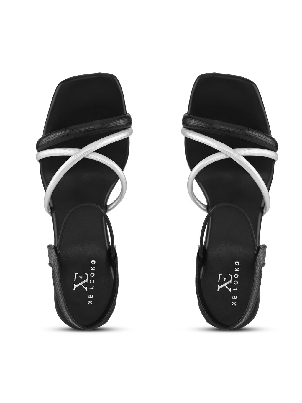MULTI-STRAP ANKLE SUPPORT SQUARE TOE BLOCK HEEL SANDALS