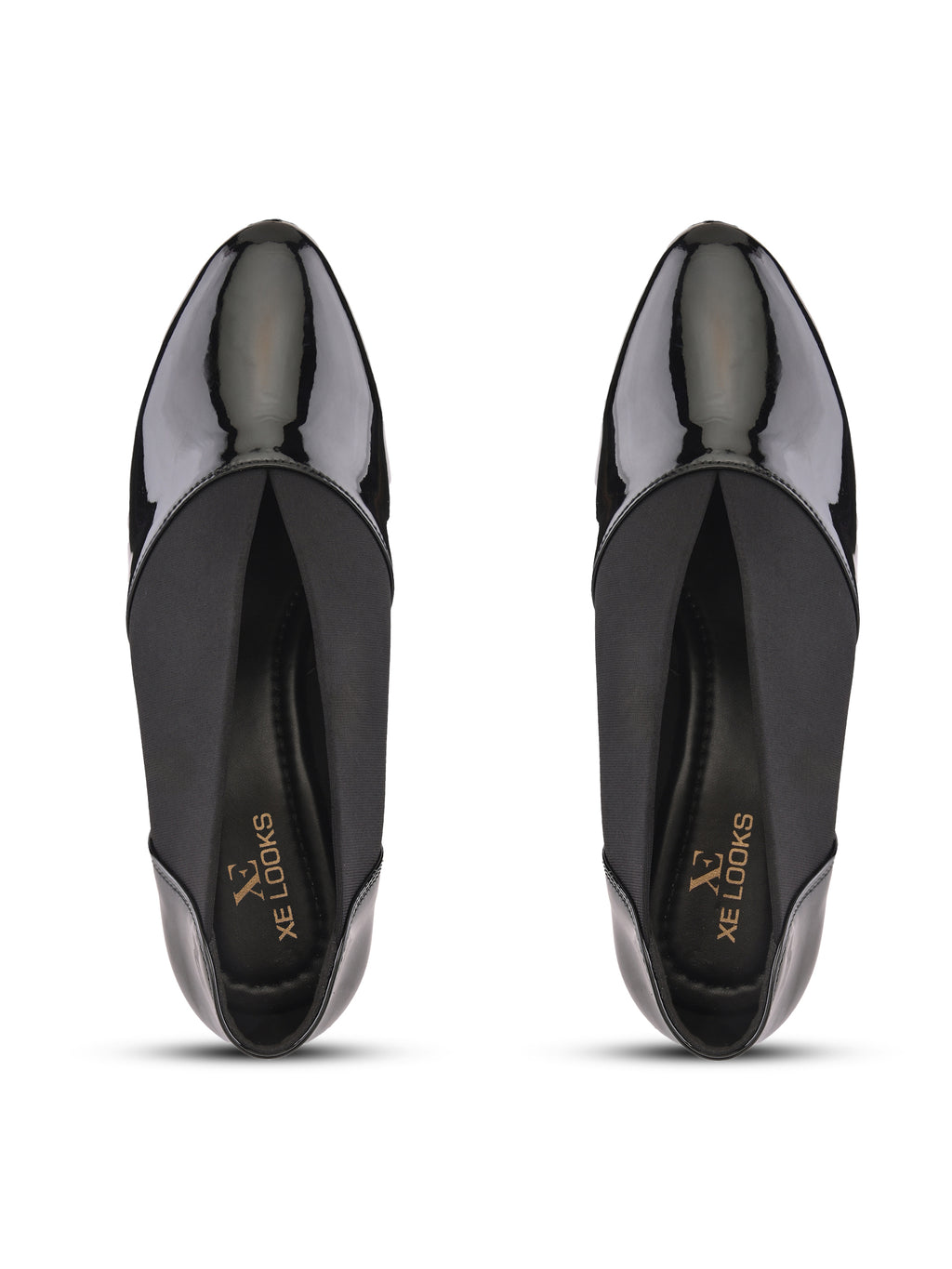 Elasticated Panel Glossy Finish Slip-On Pumps