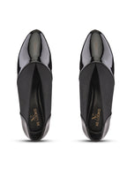 Elasticated Panel Glossy Finish Slip-On Pumps