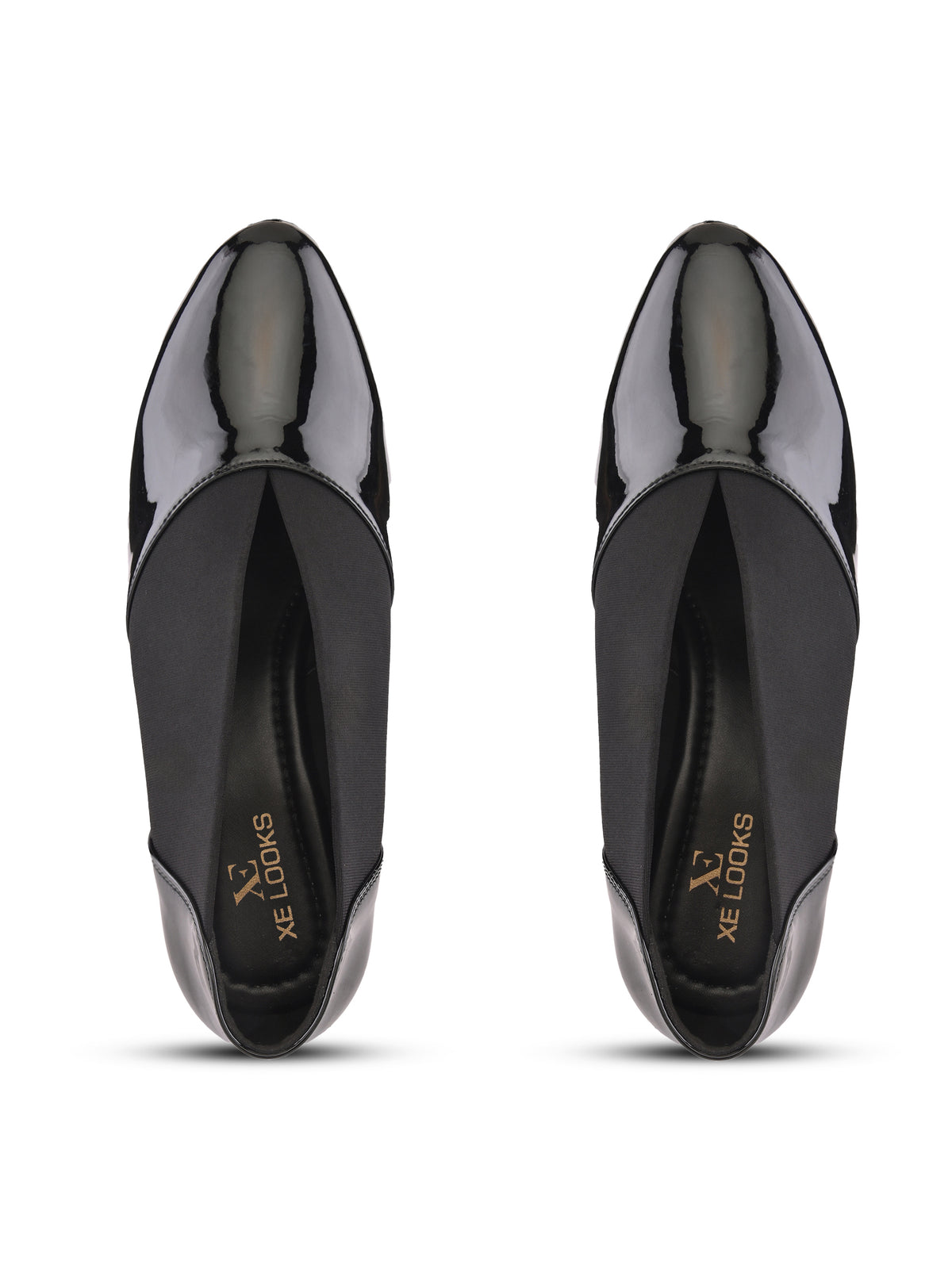 Elasticated Panel Glossy Finish Slip-On Pumps