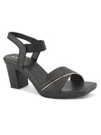 Elegant  heel with textured finish and ankle strap Heel Sandal