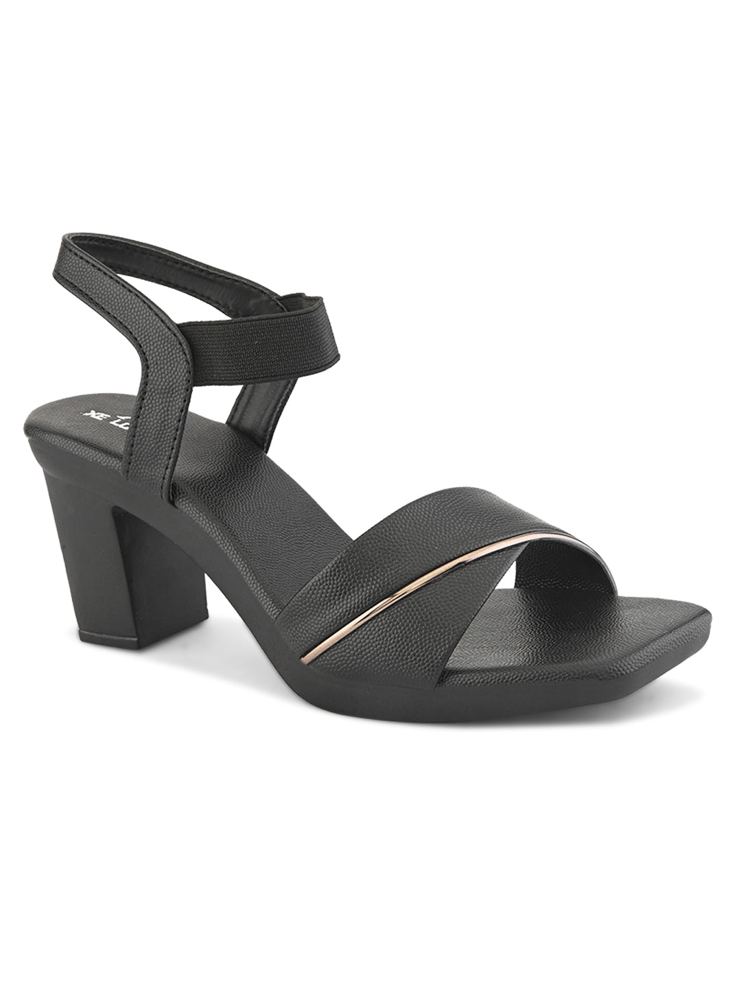 Elegant  heel with textured finish and ankle strap Heel Sandal