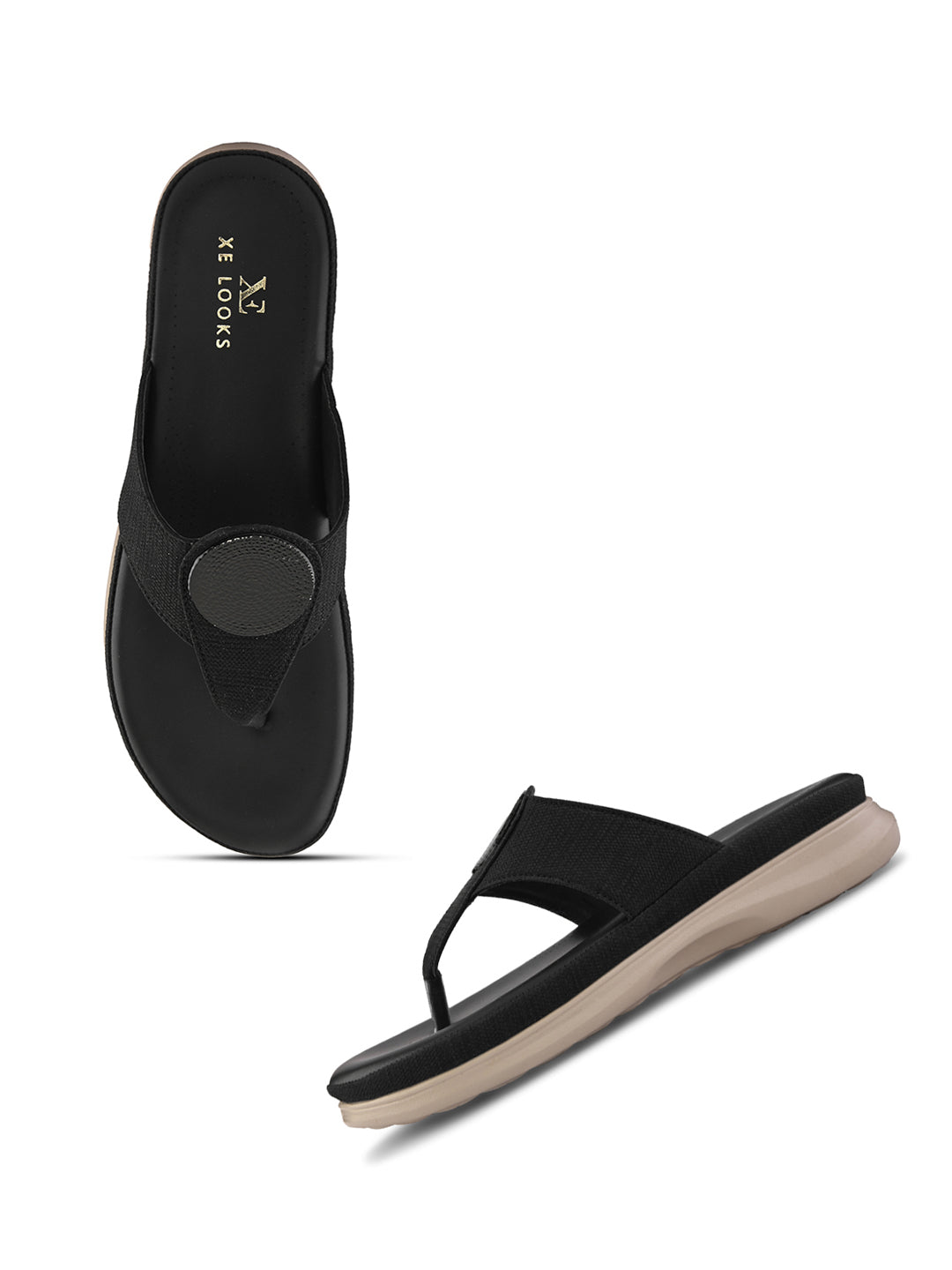 Embellishment Buckle Detail Comfort Toe-Ring Slippers