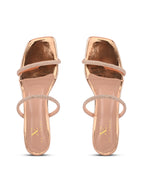 Rhinestone Double Strap Transparent Sculpted Heel Sandals