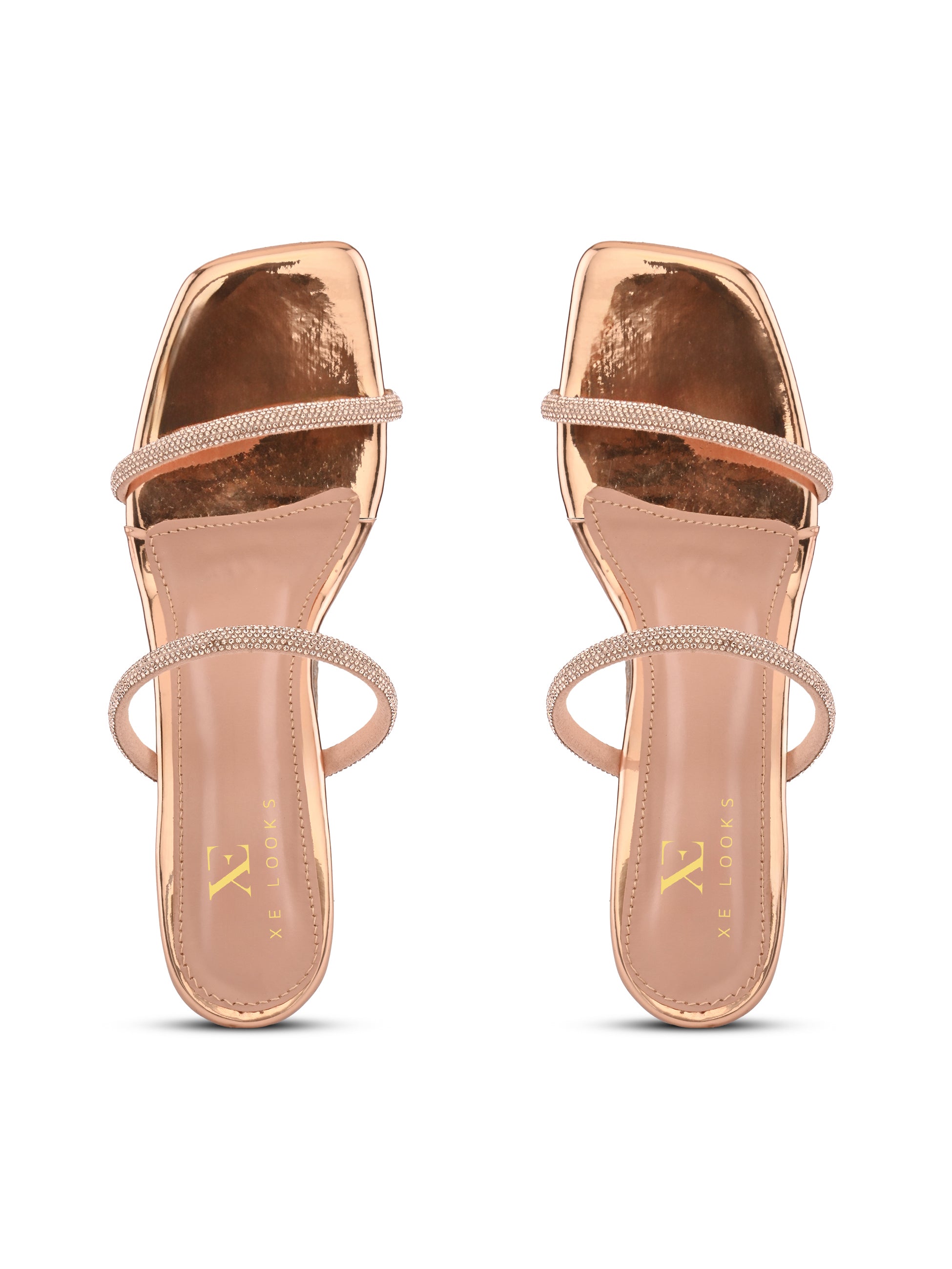 Rhinestone Double Strap Transparent Sculpted Heel Sandals