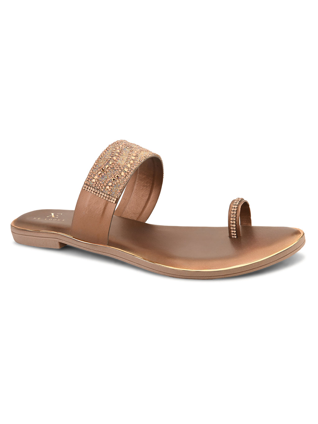 Elegant Embellished Toe-Ring Slip-On Flats