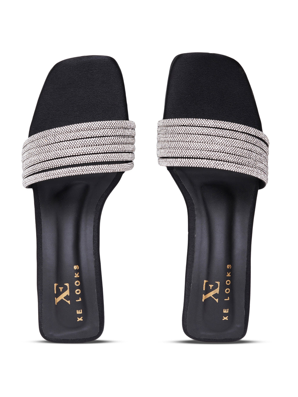 Rhinestone Strap Comfort Heel Sandals
