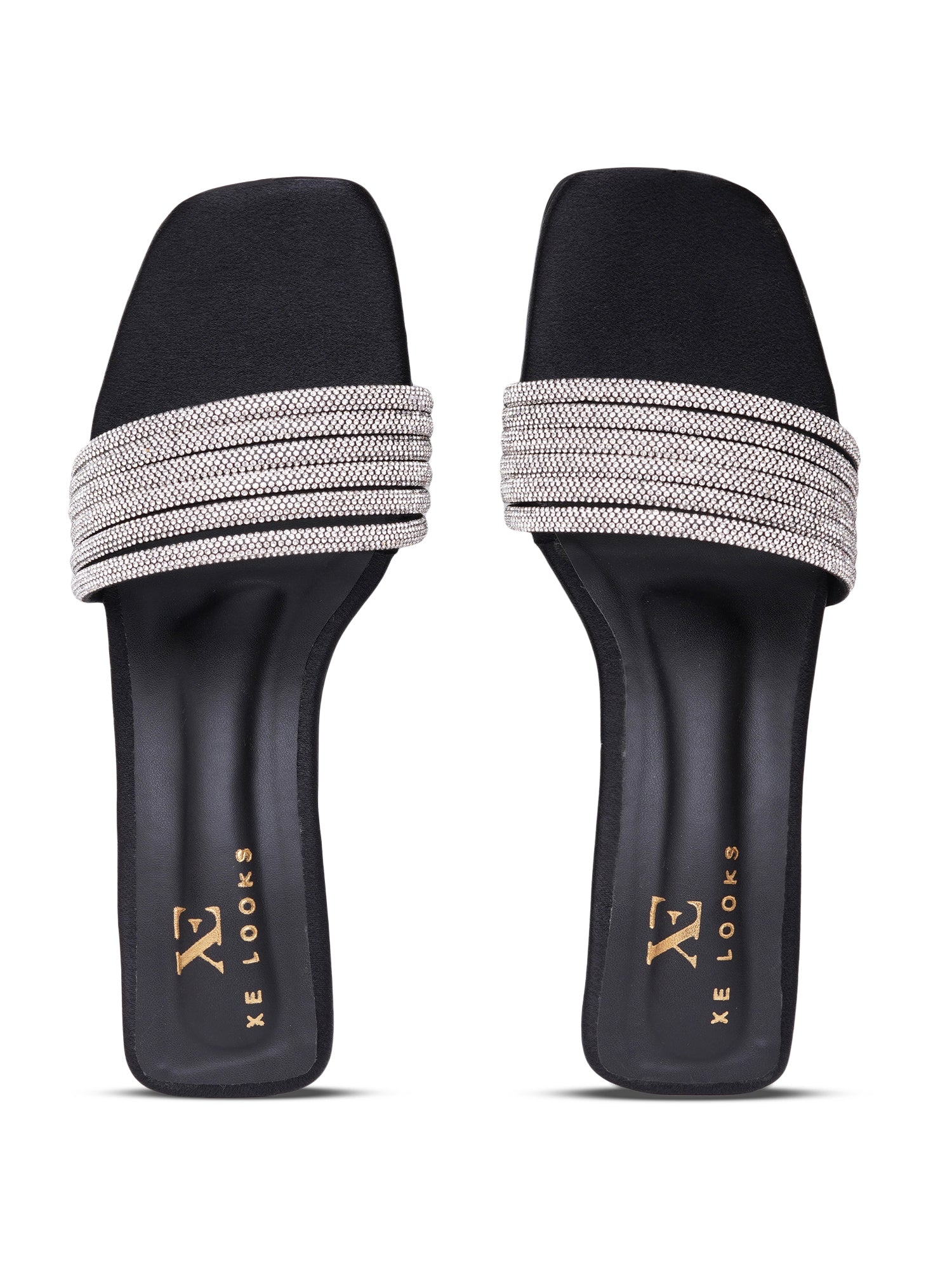 Rhinestone Strap Comfort Heel Sandals