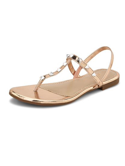 Stylish Studded Strappy Thong Flat Sandals