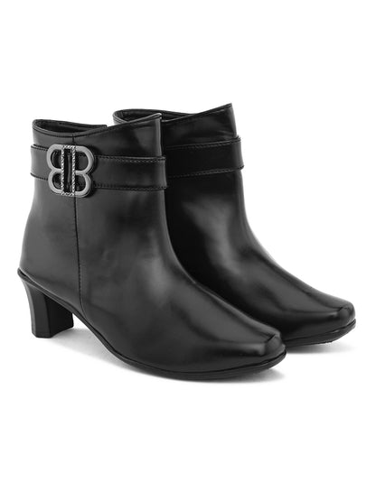 Comfortable & Trendy Block Heel Zipper Black Boots