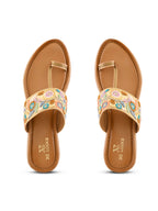 Chic Floral Embroidered Toe-Ring Flats Slippers