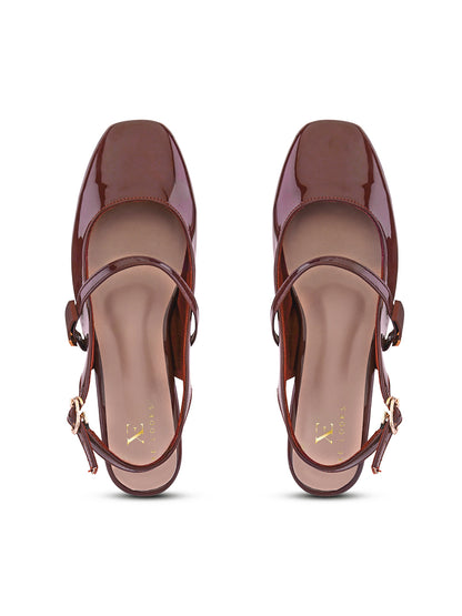 Elegant Slingback Block Heels with Bow Detail