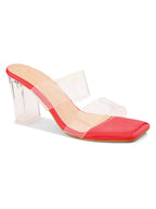 Transparent Double Strap  Sandal with Clear Block Heel