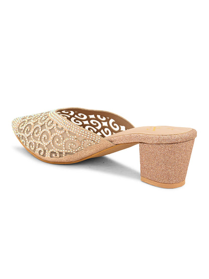 Fancy & Charm Block Heel Slip-On Mule Sandal