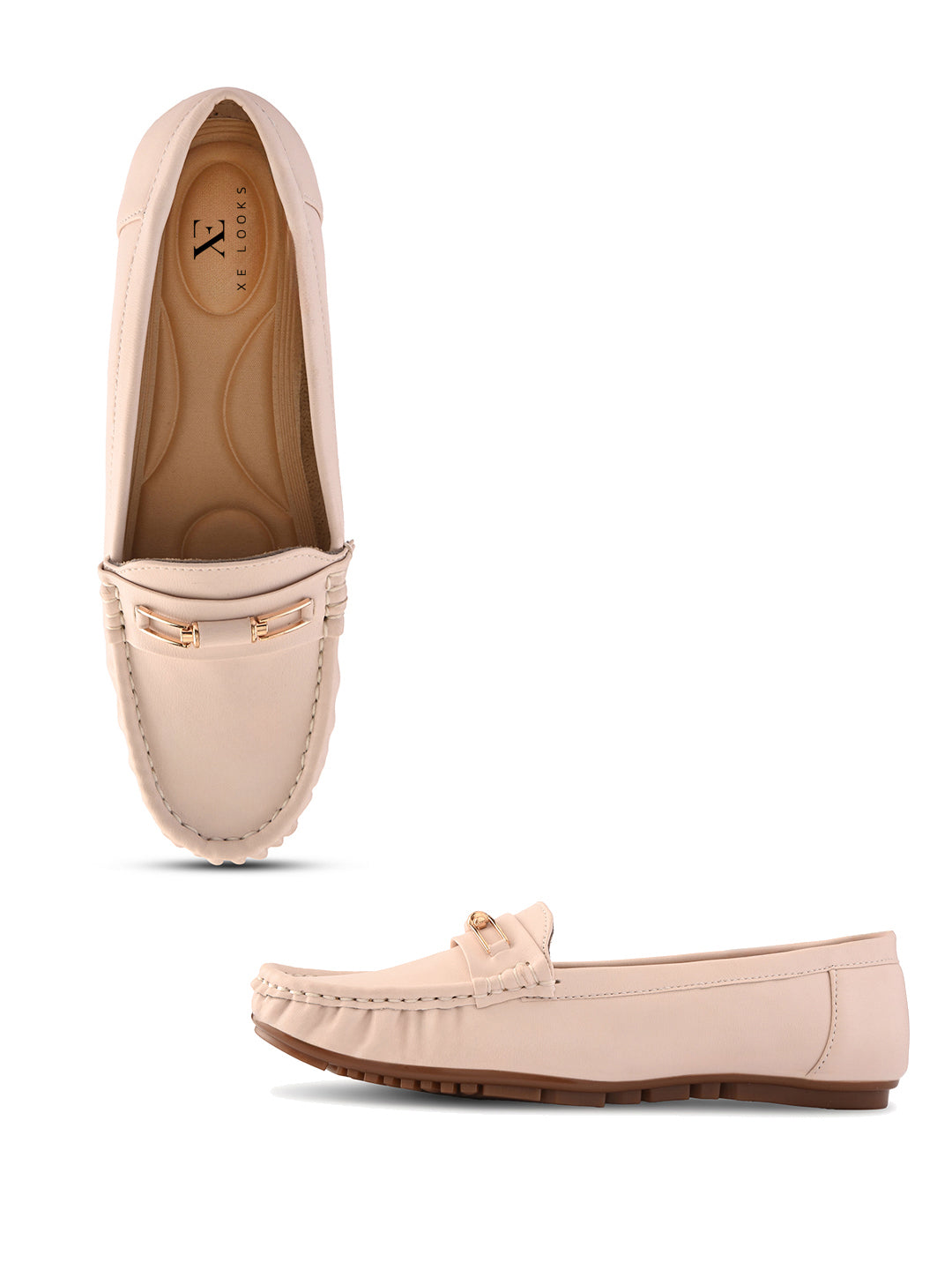Soft Cushioned Slip-On Loafers with Metal Detail