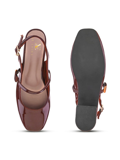 Elegant Slingback Block Heels with Bow Detail