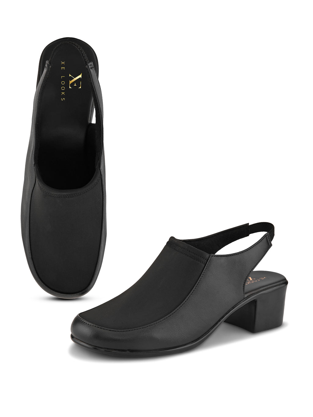Elegant Slip-On Slingback Block Heel Shoes