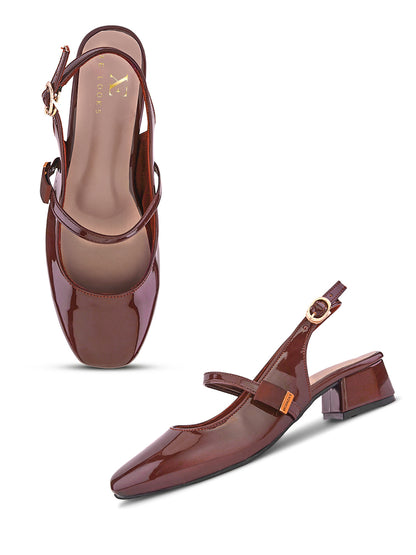 Elegant Slingback Block Heels with Bow Detail