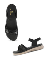 Elegant Bow Detail Comfort Sandals With Secure Ankle Strap