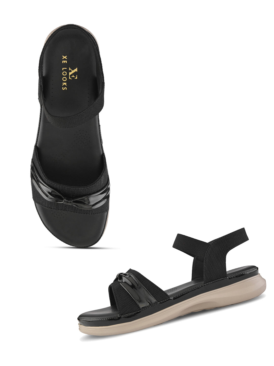Elegant Bow Detail Comfort Sandals With Secure Ankle Strap