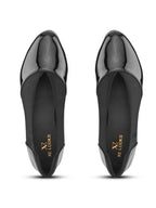 Glossy Almond Toe Stretch Panel Slip-On Pumps