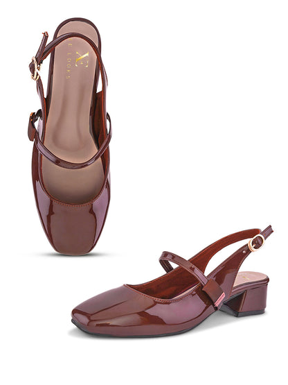 Elegant Slingback Block Heels with Bow Detail