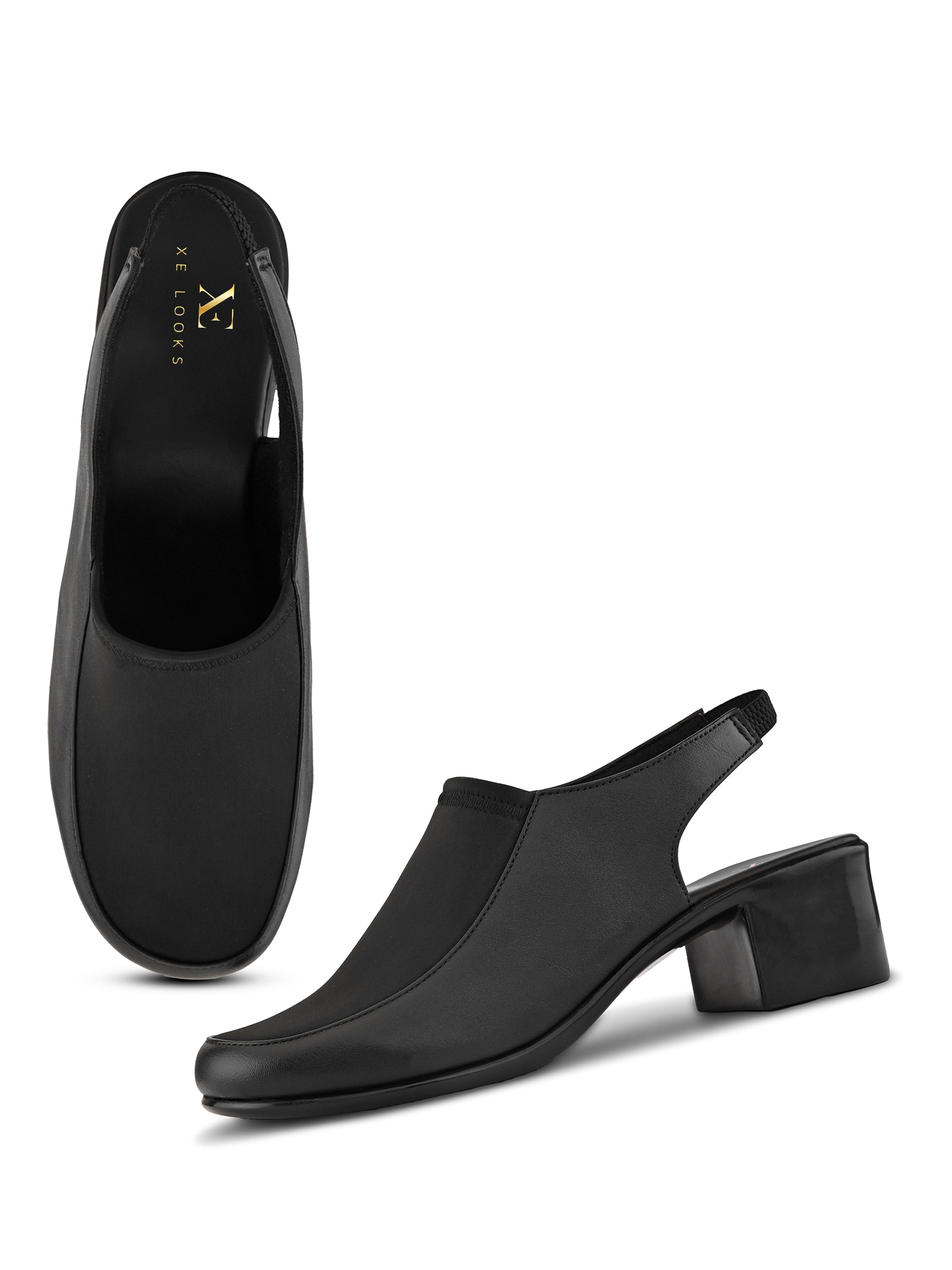 Elegant Slip-On Slingback Block Heel Shoes