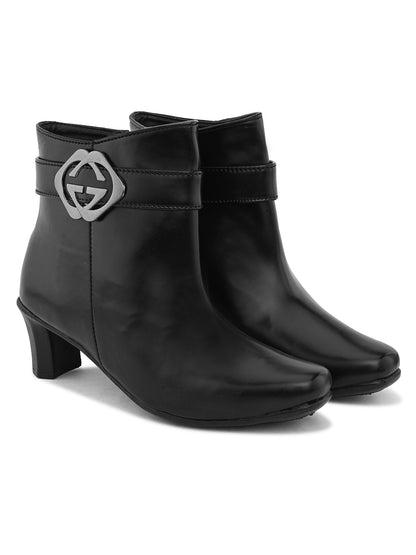 Soft & Trendy Ankle-Length Zipper Black Boots