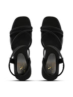 Soft Cushioned Elastic Strap Block Heel Sandals
