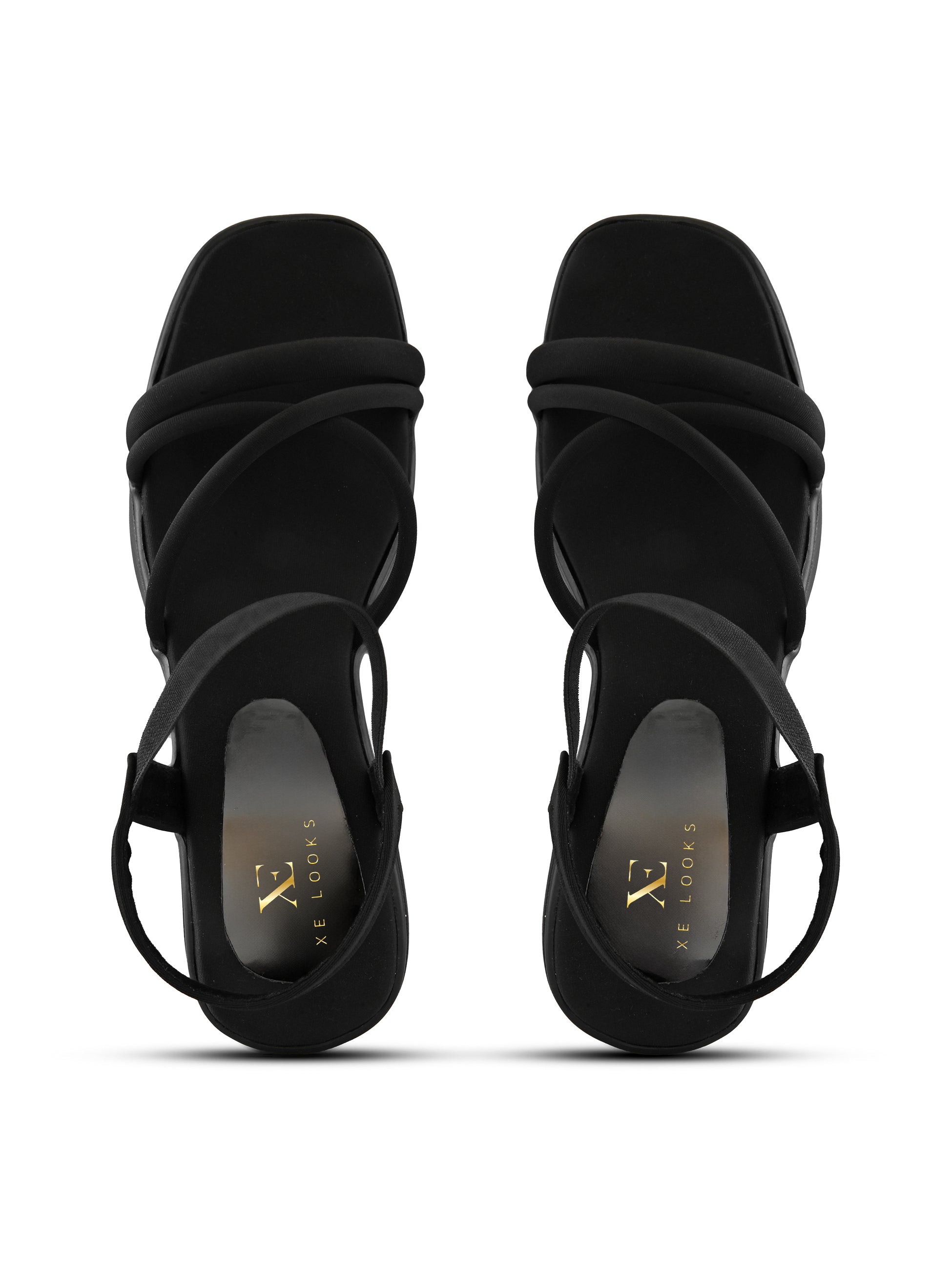 Soft Cushioned Elastic Strap Block Heel Sandals