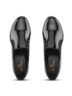 GLOSSY FINISH SLIP-ON BLOCK HEEL LOAFERS