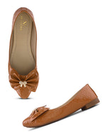 Glossy Bow Detail Ballerinas