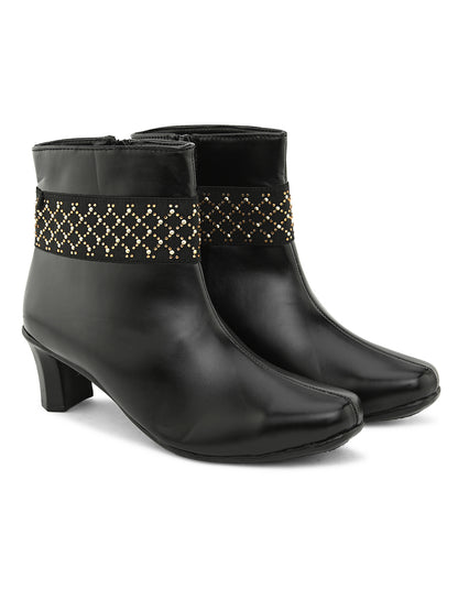 Comfortable & Trendy Zipper Black Block Heel Boots