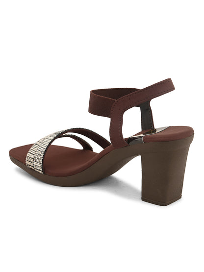 Fancy & Charm Block Heel Sandal With Ankle Straps