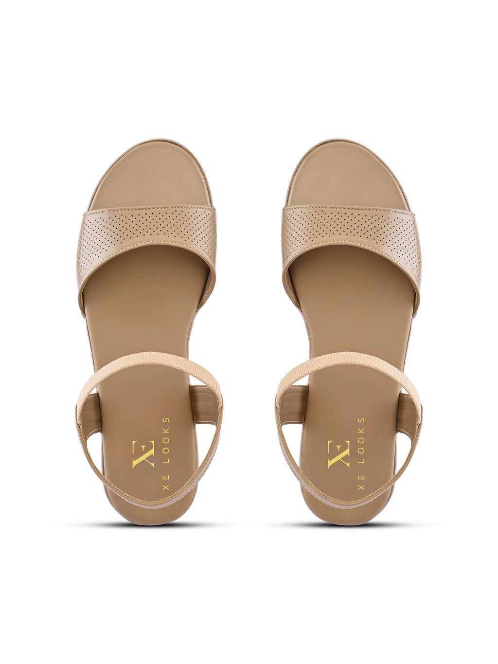 Perforated Strap Cushioned Slingback Flat Sandals