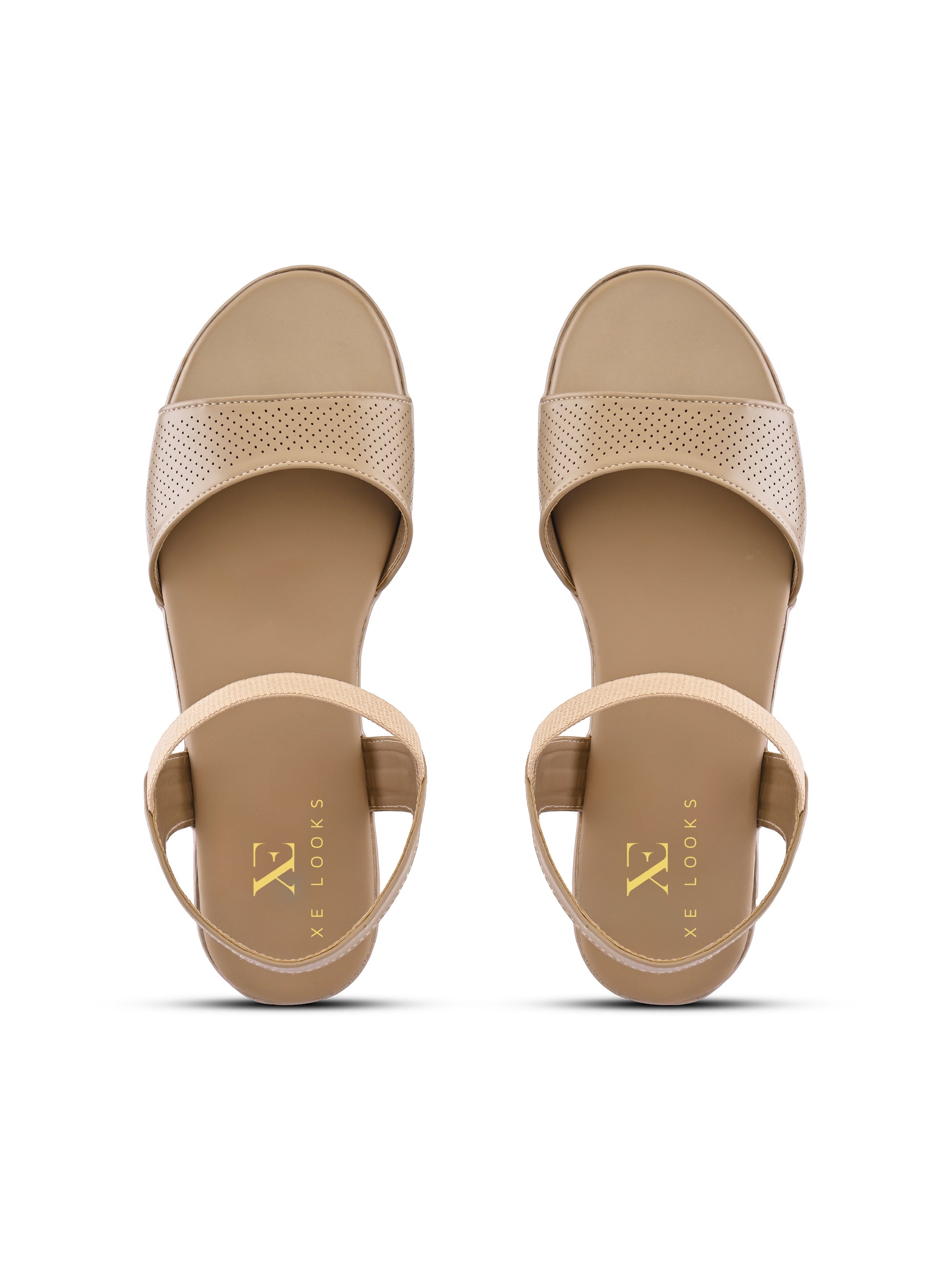 Perforated Strap Cushioned Slingback Flat Sandals