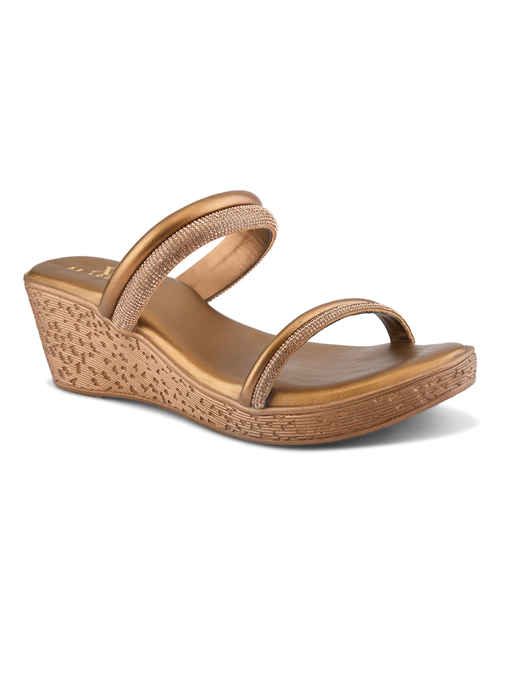 Shimmer dual straps With cushioned footbed Wedge Sandal