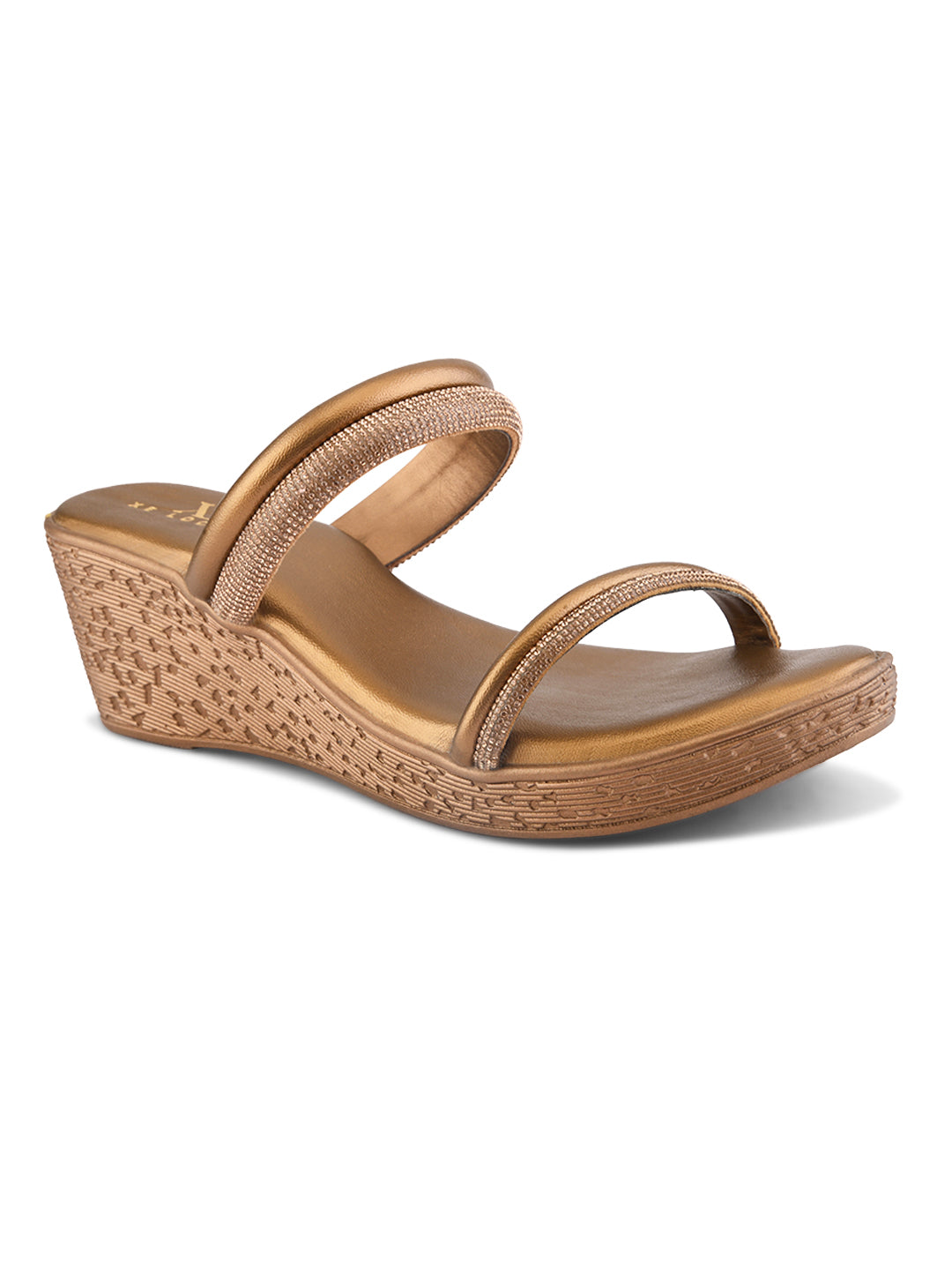Shimmer dual straps With cushioned footbed Wedge Sandal