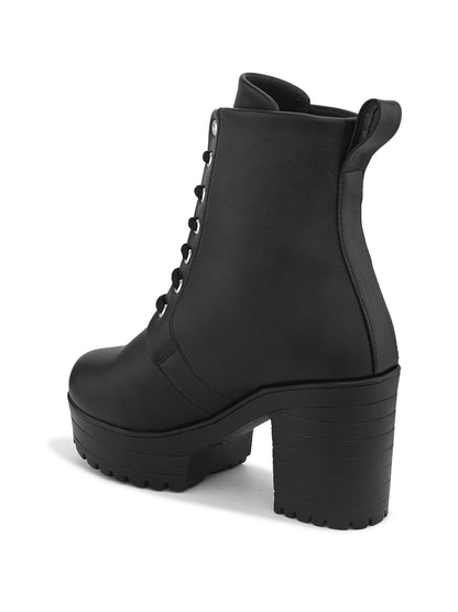 Comfortable & Trendy Zipper Black Block Heel Boots