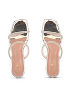 Rhinestone Double Strap Transparent Sculpted Heel Sandals