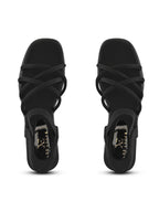 CROSS-STRAP ELASTIC BACK SUPPORT COMFORT BLOCK HEEL SANDALS