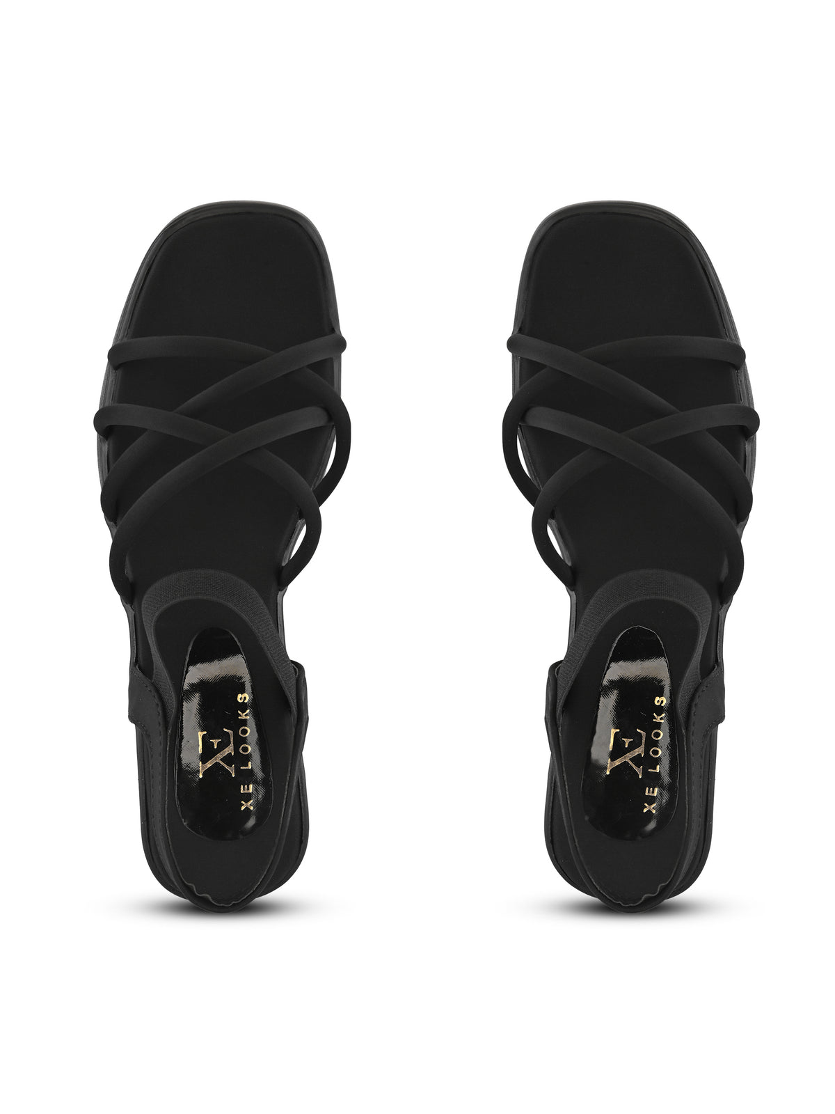 CROSS-STRAP ELASTIC BACK SUPPORT COMFORT BLOCK HEEL SANDALS