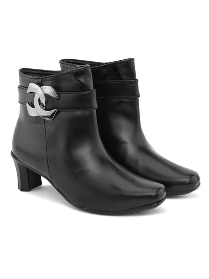 Comfortable & Attractive Block Heel Zipper Black Boots