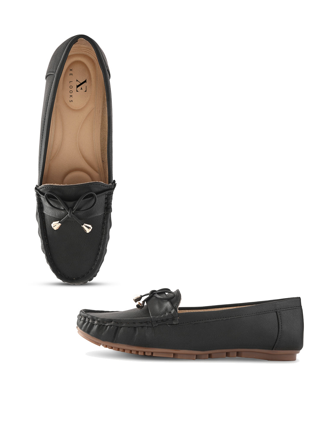 Soft Cushioned Slip-On Loafers with Bow Detail