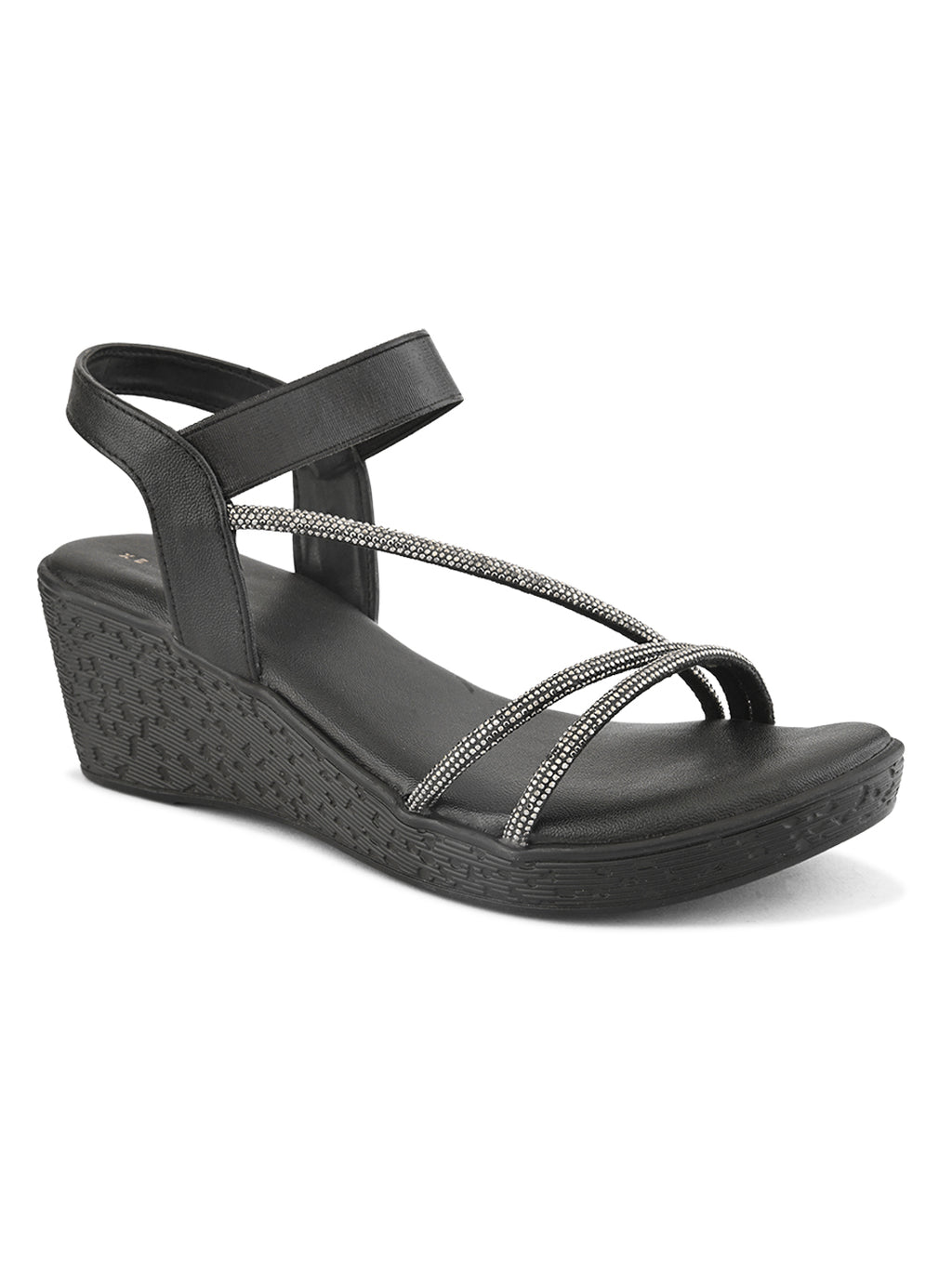 Stylish shimmer detailing straps Wedge Sandal