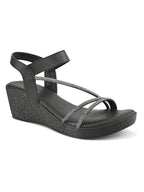 Stylish shimmer detailing straps Wedge Sandal